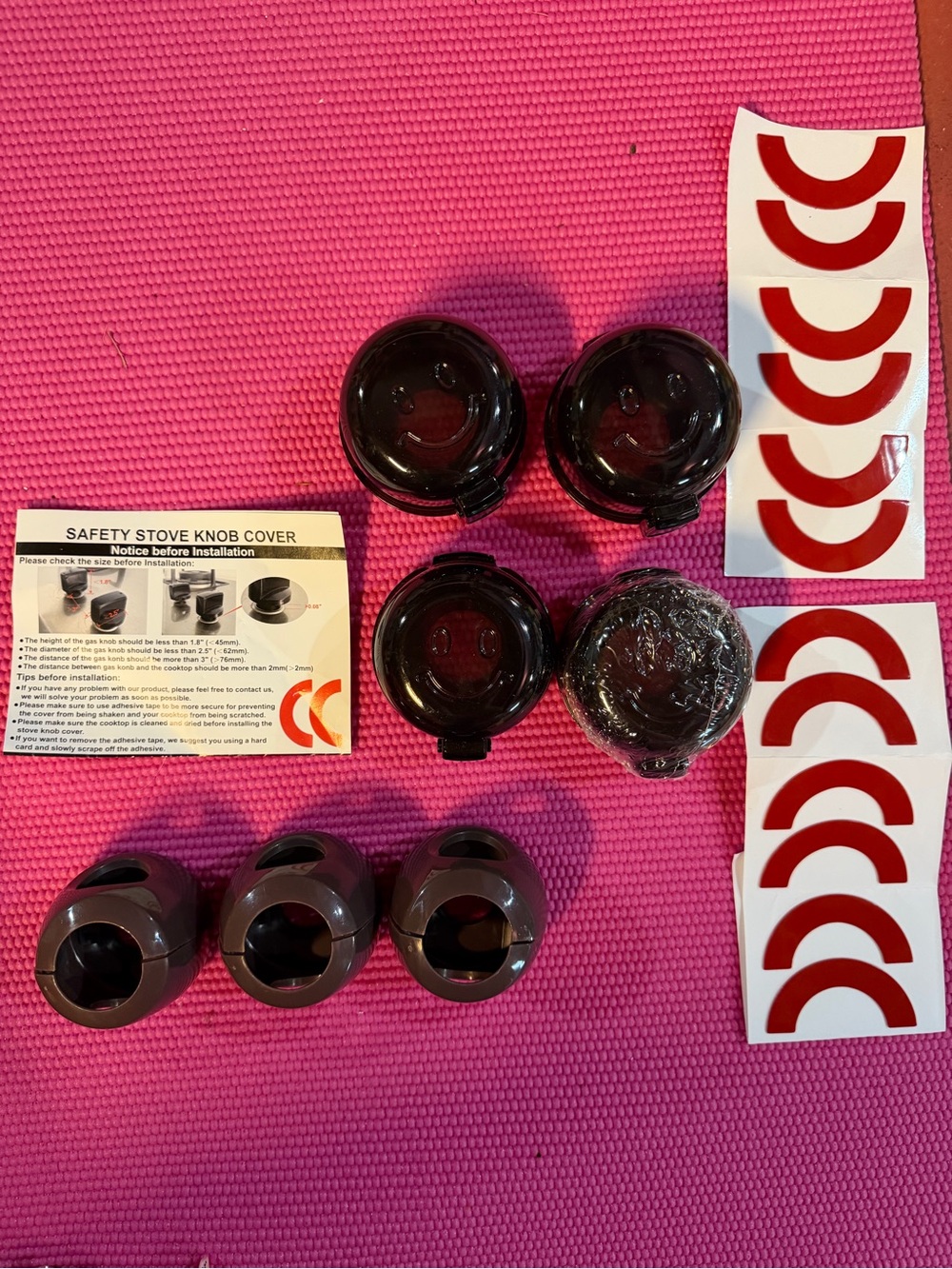 4 Black Stove Knob Safety Covers & 3 Door Knob Safety Covers